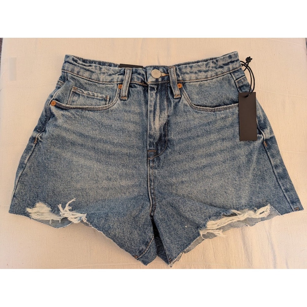 Blank NYC Light Blue Distressed High-Rise Denim Shorts